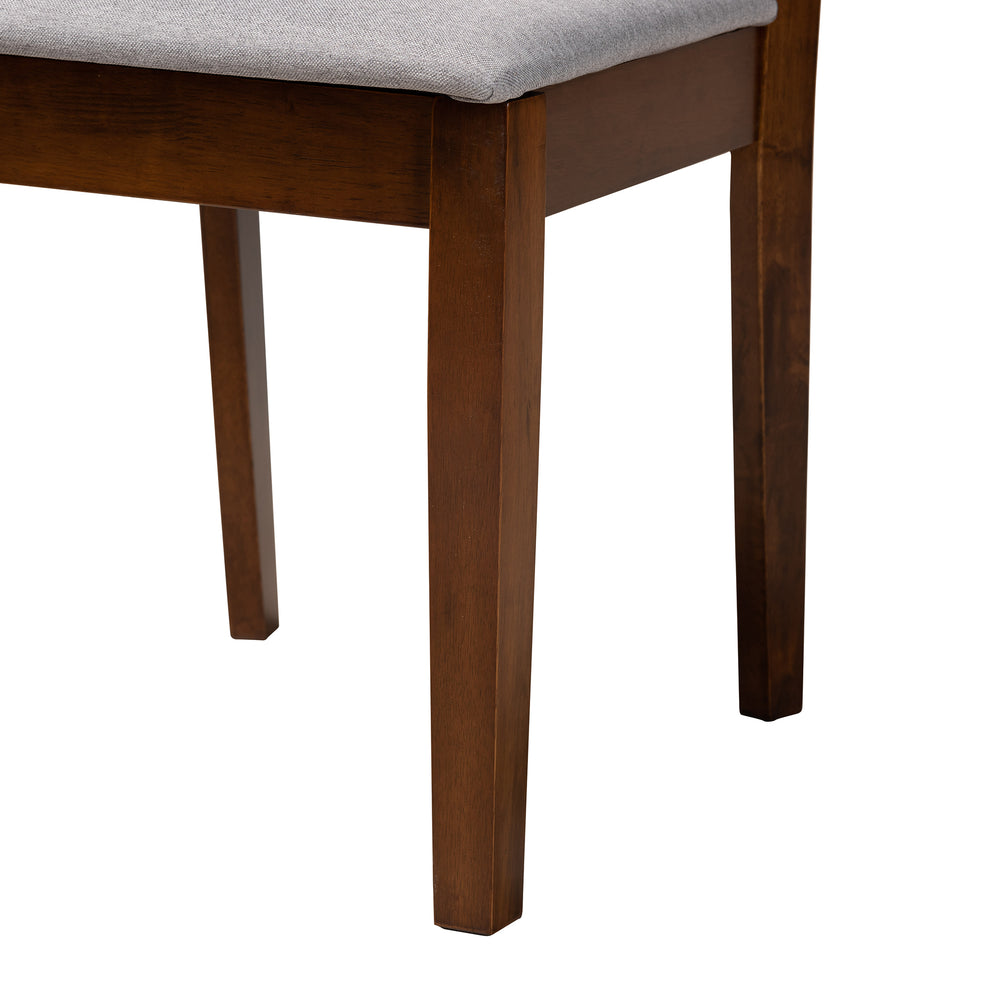 Baxton Studio Genesis Modern Grey Fabric and Walnut Brown Finished Wood 5-Piece Dining Set | Dining Sets | Modishstore - 9