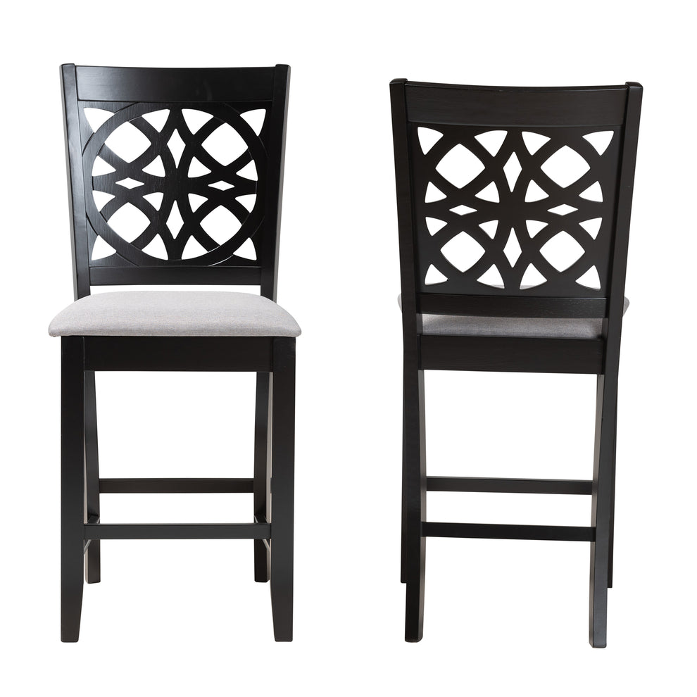 Baxton Studio Abigail Modern Grey Fabric and Dark Brown Finished Wood 2-Piece Counter Stool Set | Counter Stools | Modishstore - 5