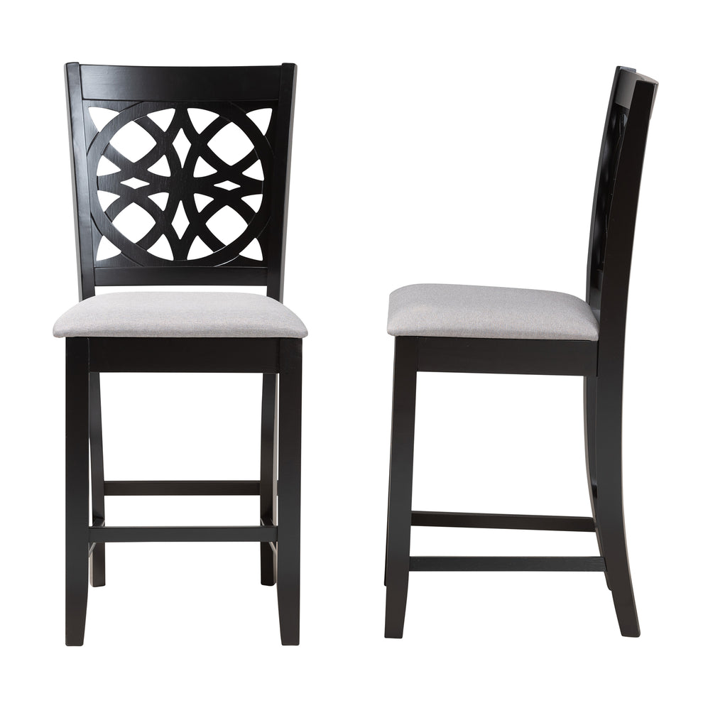 Baxton Studio Abigail Modern Grey Fabric and Dark Brown Finished Wood 2-Piece Counter Stool Set | Counter Stools | Modishstore - 6