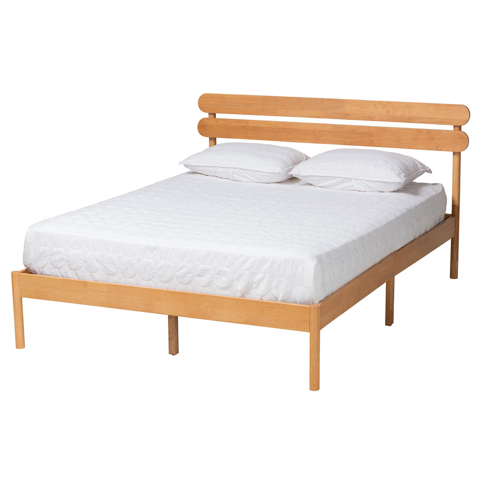 Baxton Studio Quincia Japandi Sandy Brown Finished Wood Queen Size Platform Bed | Beds | Modishstore - 2