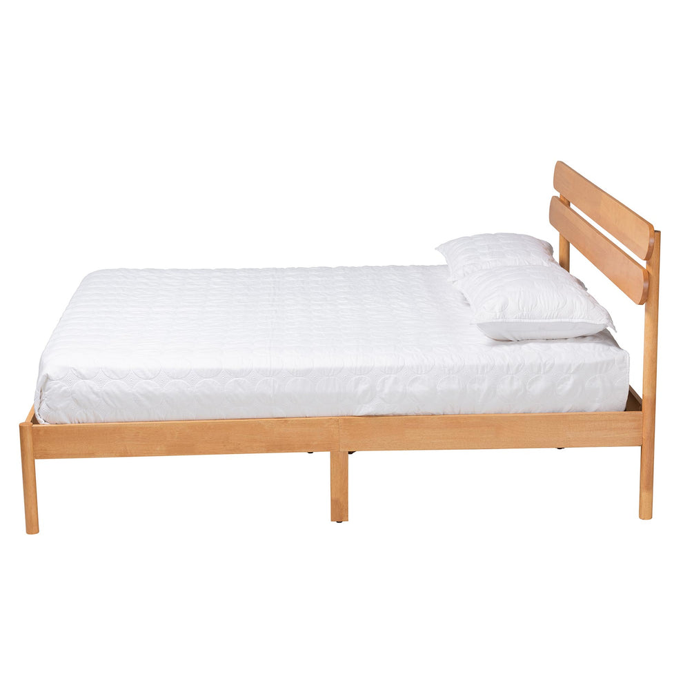 Baxton Studio Quincia Japandi Sandy Brown Finished Wood Queen Size Platform Bed | Beds | Modishstore - 3