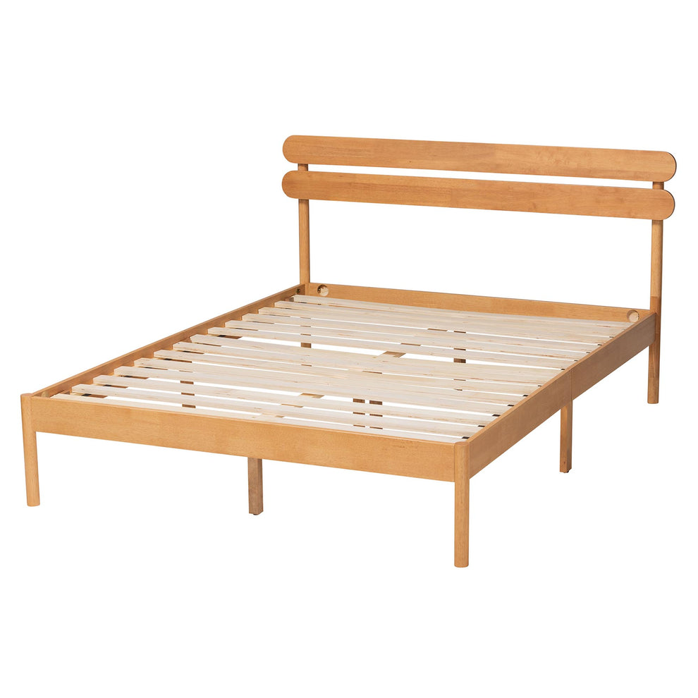 Baxton Studio Quincia Japandi Sandy Brown Finished Wood Queen Size Platform Bed | Beds | Modishstore - 4