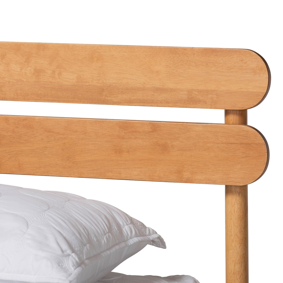 Baxton Studio Quincia Japandi Sandy Brown Finished Wood Queen Size Platform Bed | Beds | Modishstore - 5