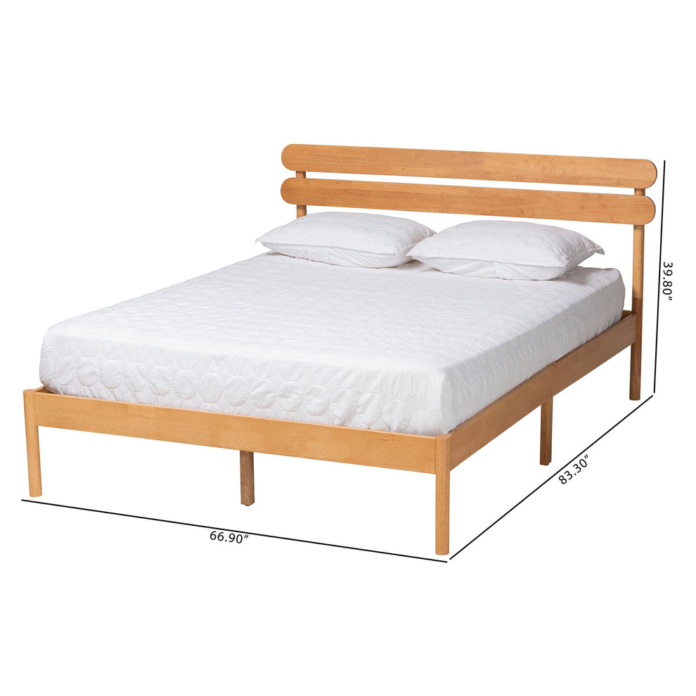 Baxton Studio Quincia Japandi Sandy Brown Finished Wood Queen Size Platform Bed | Beds | Modishstore - 8