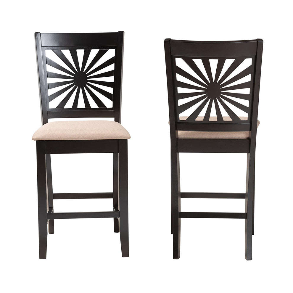 Baxton Studio Olympia Modern Beige Fabric and Espresso Brown Finished Wood Counter Stool | Counter Stools | Modishstore - 3