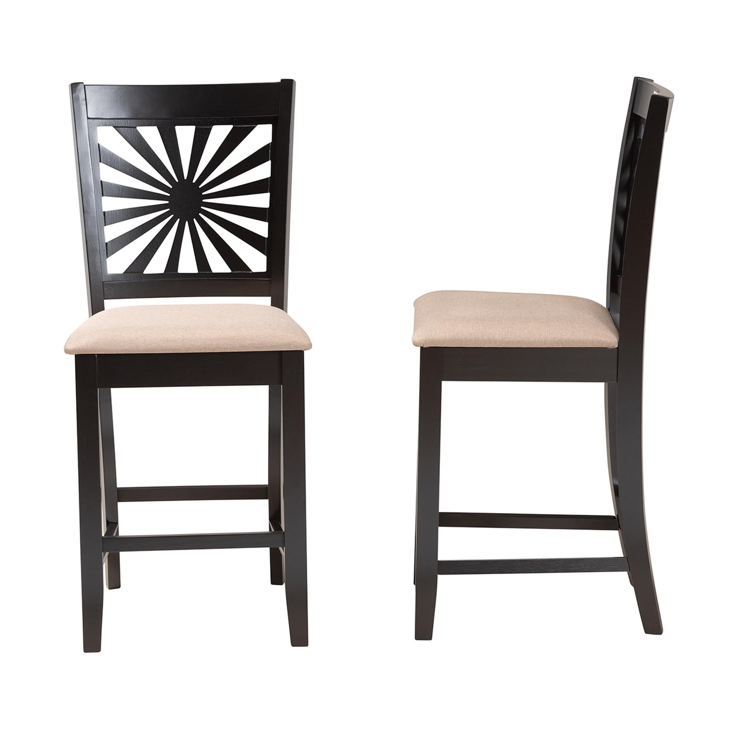 Baxton Studio Olympia Modern Beige Fabric and Espresso Brown Finished Wood Counter Stool | Counter Stools | Modishstore - 4