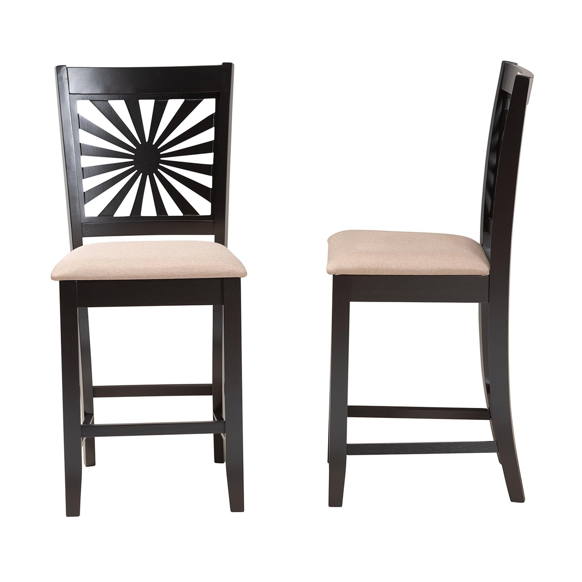 Baxton Studio Olympia Modern Beige Fabric and Espresso Brown Finished Wood Counter Stool | Counter Stools | Modishstore - 4