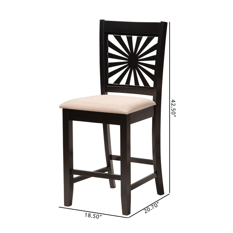 Baxton Studio Olympia Modern Beige Fabric and Espresso Brown Finished Wood Counter Stool | Counter Stools | Modishstore - 8