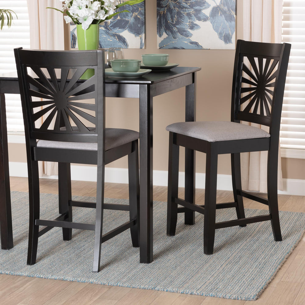 Baxton Studio Olympia Modern Beige Fabric and Espresso Brown Finished Wood Counter Stool | Counter Stools | Modishstore - 10