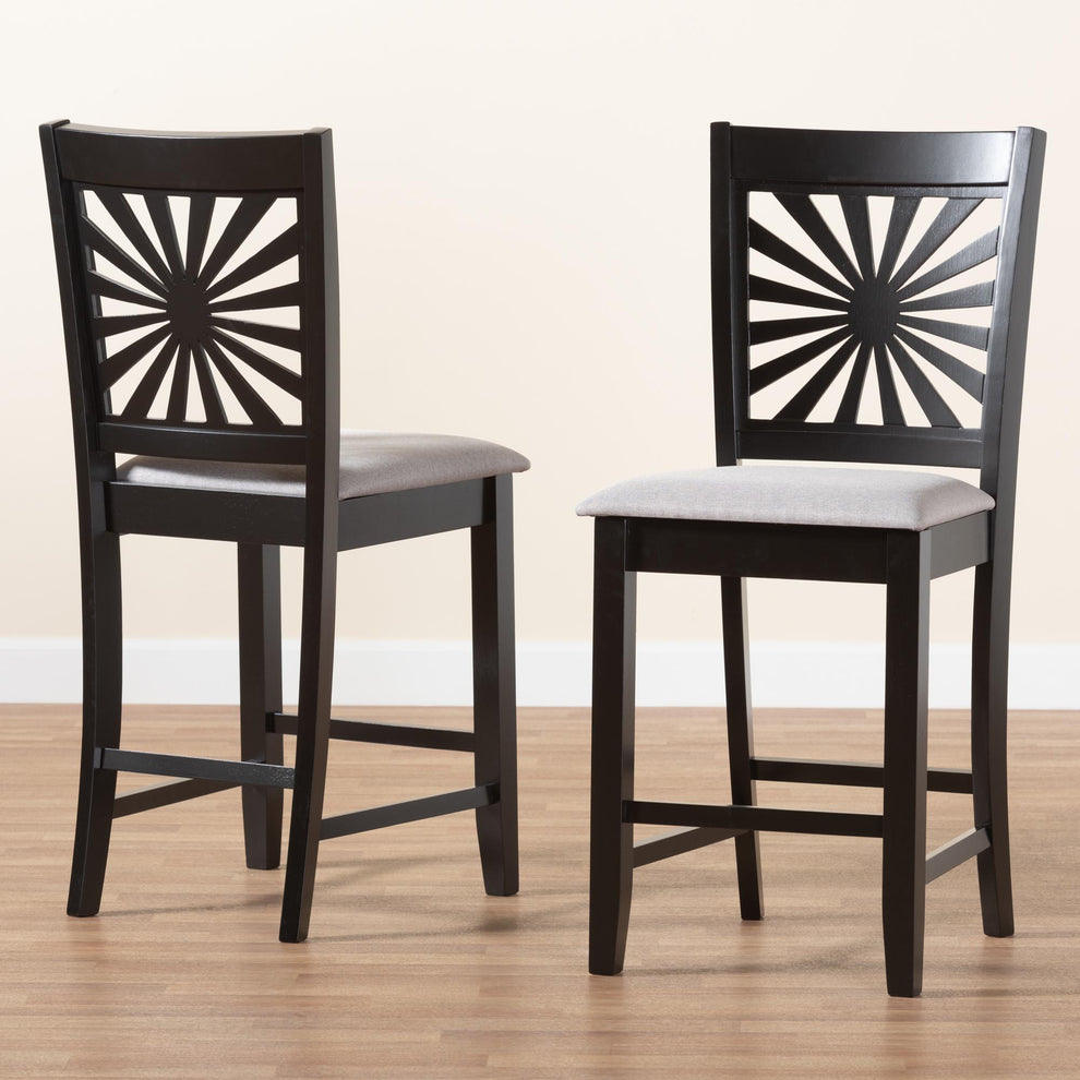 Baxton Studio Olympia Modern Beige Fabric and Espresso Brown Finished Wood Counter Stool | Counter Stools | Modishstore - 18