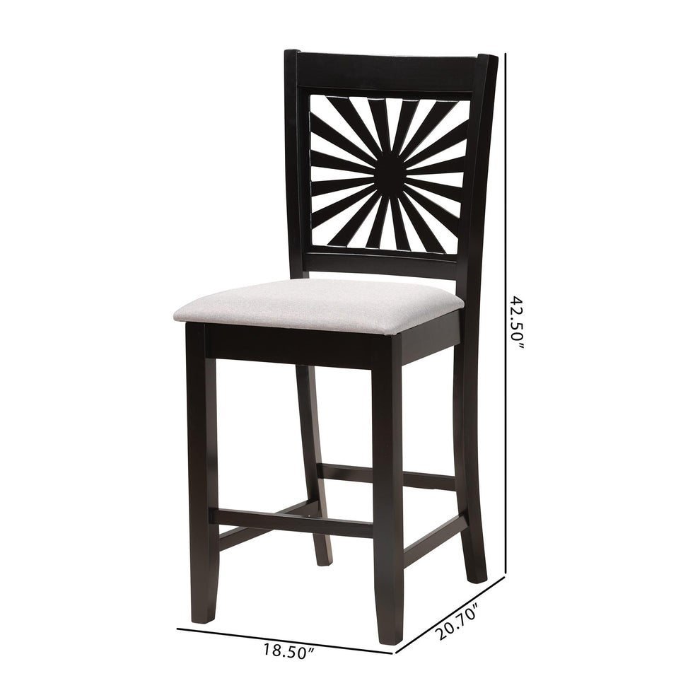 Baxton Studio Olympia Modern Beige Fabric and Espresso Brown Finished Wood Counter Stool | Counter Stools | Modishstore - 17
