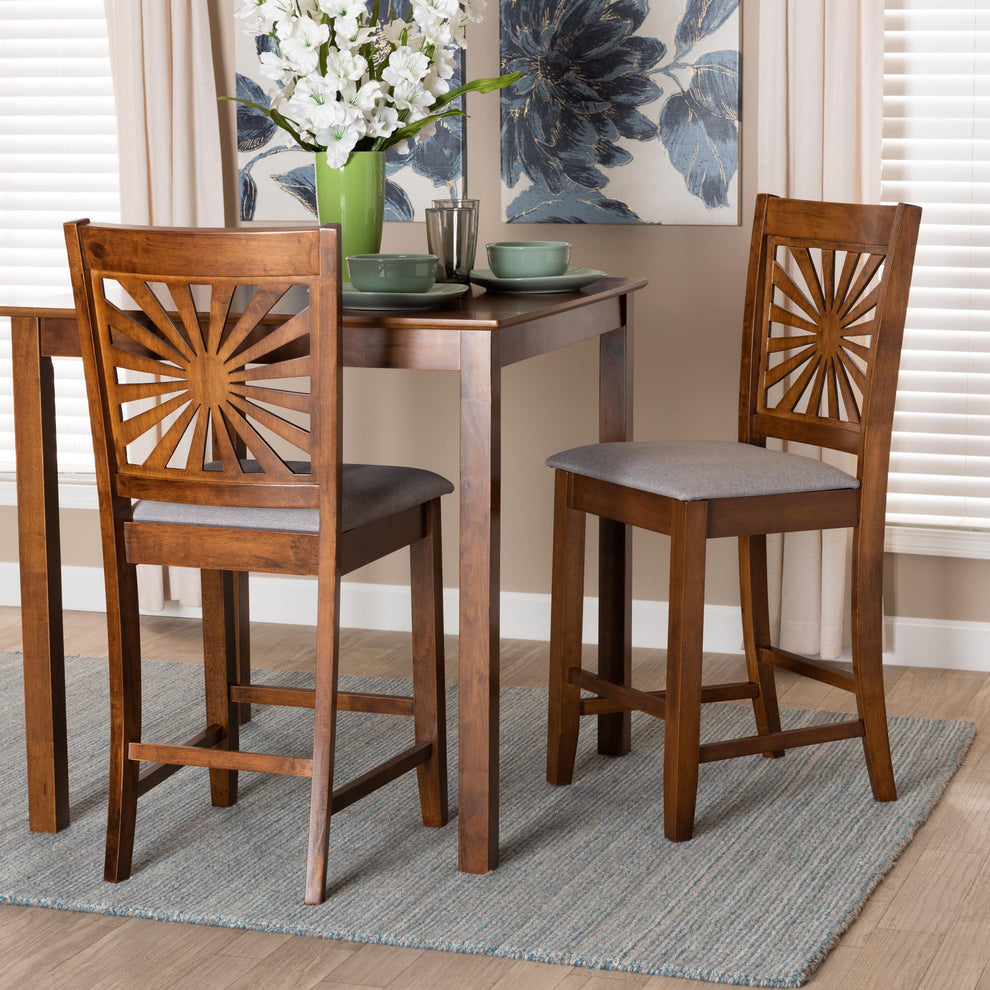 Baxton Studio Olympia Modern Beige Fabric and Espresso Brown Finished Wood Counter Stool | Counter Stools | Modishstore - 19