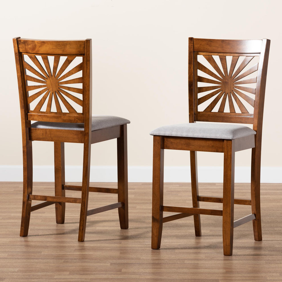 Baxton Studio Olympia Modern Beige Fabric and Espresso Brown Finished Wood Counter Stool | Counter Stools | Modishstore - 27