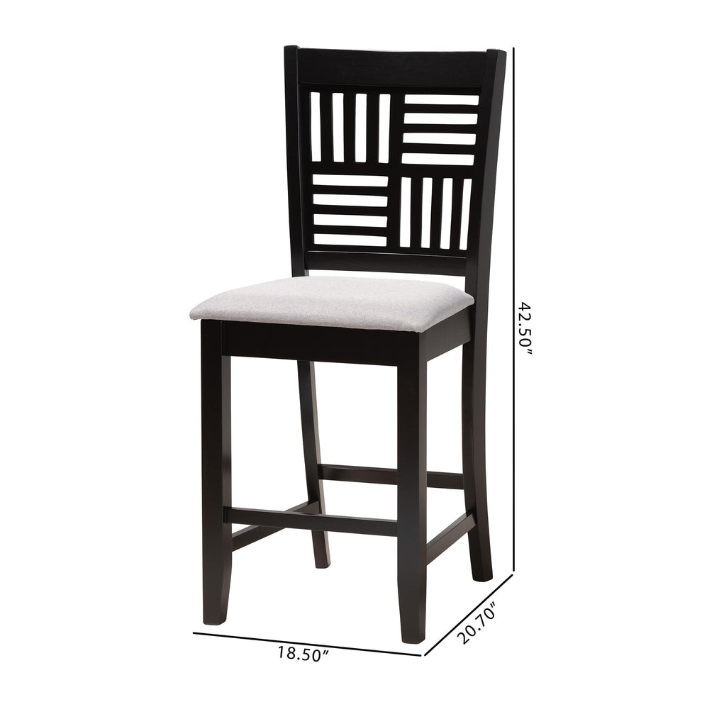 Baxton Studio Deanna Modern Beige Fabric and Dark Brown Finished Wood 2-Piece Counter Stool Set | Counter Stools | Modishstore - 17
