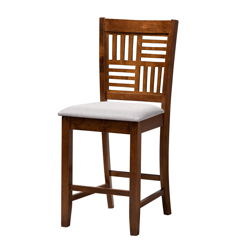 Baxton Studio Deanna Modern Beige Fabric and Dark Brown Finished Wood 5-Piece Pub Set | Bar Stools & Table | Modishstore - 25