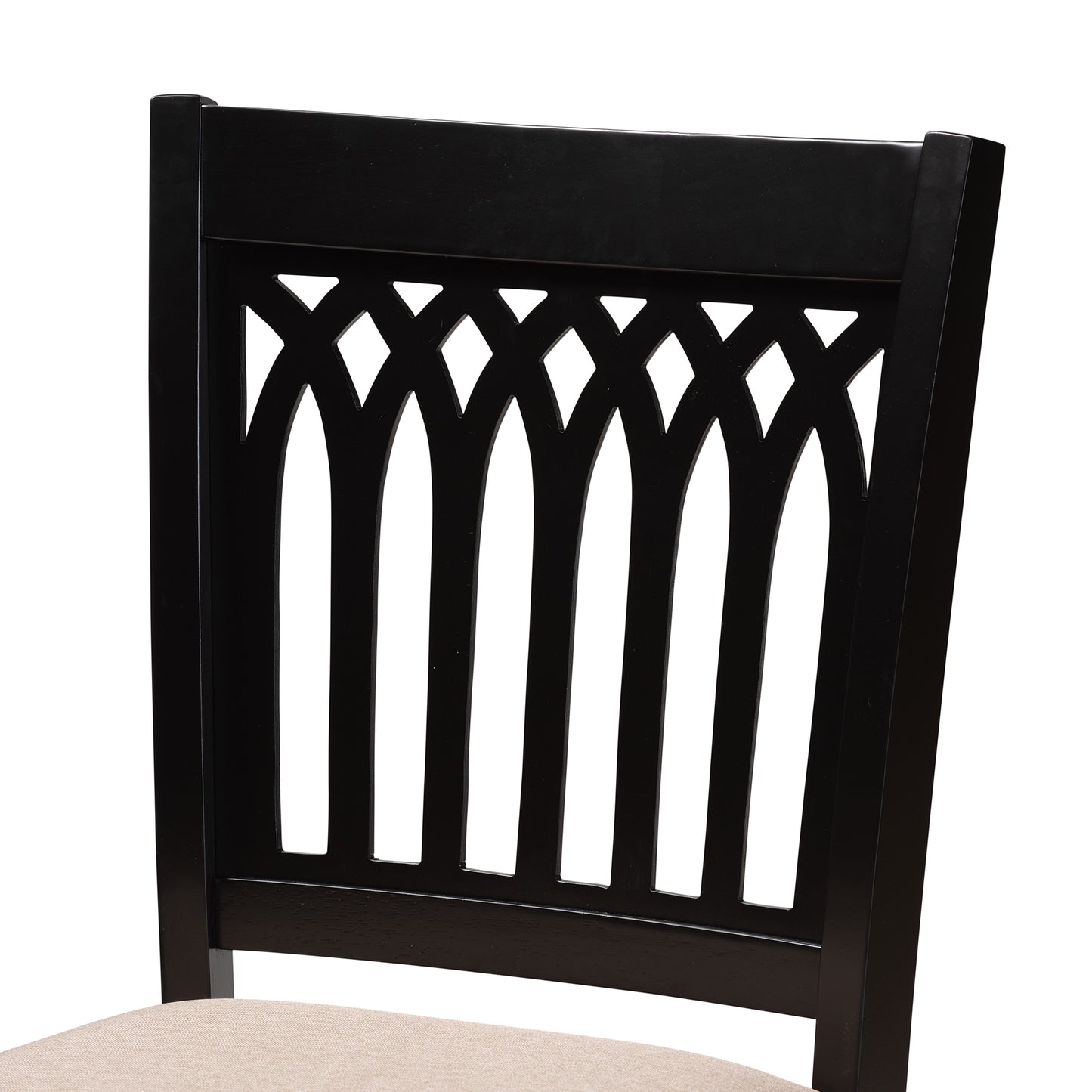 Baxton Studio Genesis Modern Beige Fabric and Dark Brown Finished Wood 5-Piece Pub Set | Bar Stools & Table | Modishstore - 8