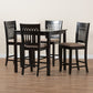 Baxton Studio Genesis Modern Beige Fabric and Dark Brown Finished Wood 5-Piece Pub Set | Bar Stools & Table | Modishstore - 2