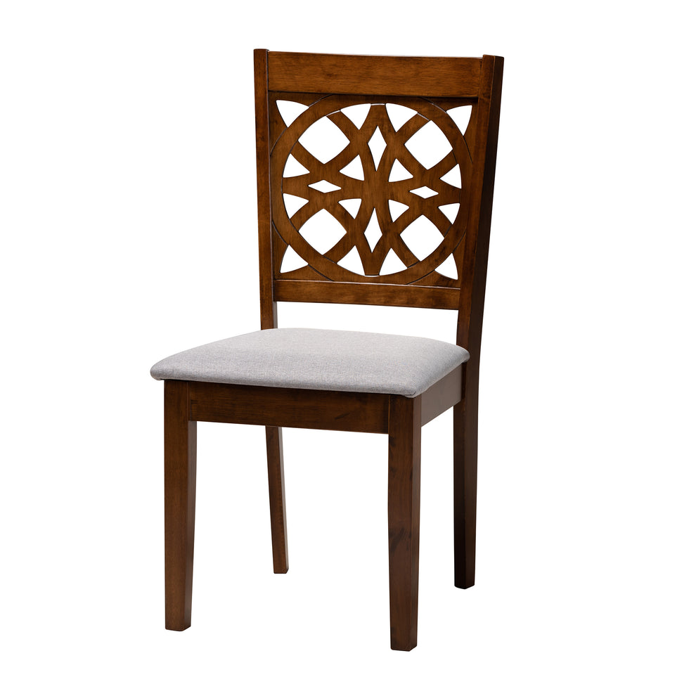 Baxton Studio Abigail Modern Grey Fabric and Walnut Brown Finished Wood 7-Piece Dining Set | Dining Sets | Modishstore - 5