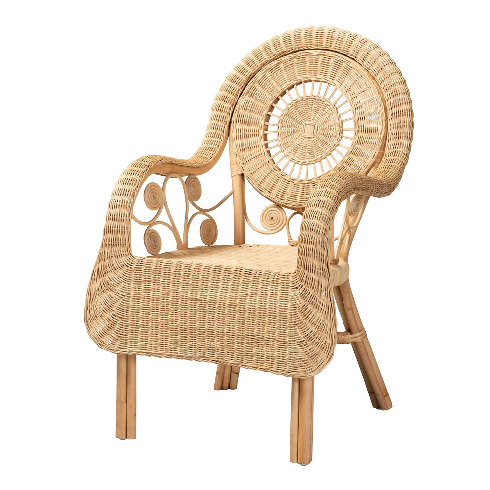 Baxton Studio bali & pari Putri Modern Bohemian Natural Rattan Arm Chair | Accent Chairs | Modishstore - 2