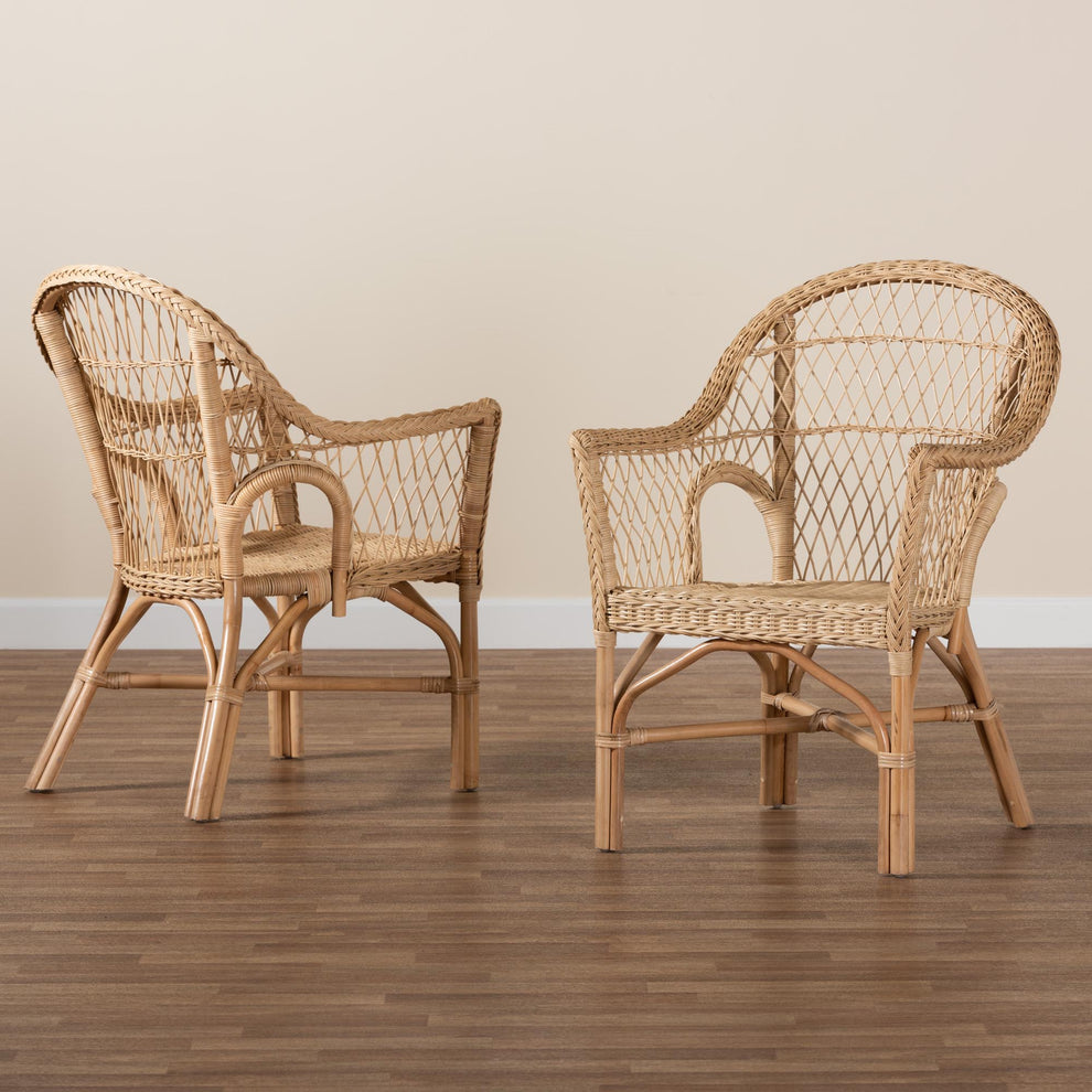 Baxton Studio bali & pari Zara Modern Bohemian Natural Rattan 2-Piece Accent Chair Set | Accent Chairs | Modishstore - 2