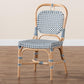 Baxton Studio bali & pari Luciana Modern French Blue and White Weaving Natural Rattan Bistro Chair | Dining Chairs | Modishstore - 9