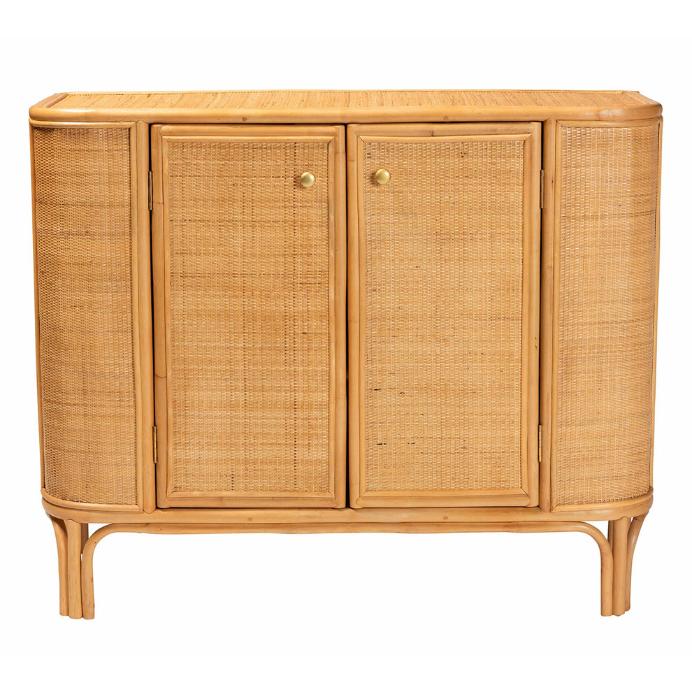 Baxton Studio bali & pari Serissa Modern Bohemian Natural Brown Rattan 2-Door Storage Cabinet | Cabinets | Modishstore - 4