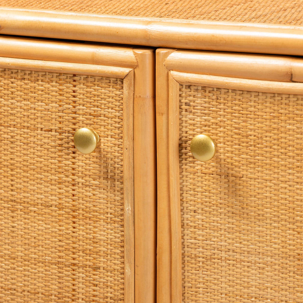 Baxton Studio bali & pari Serissa Modern Bohemian Natural Brown Rattan 2-Door Storage Cabinet | Cabinets | Modishstore - 6