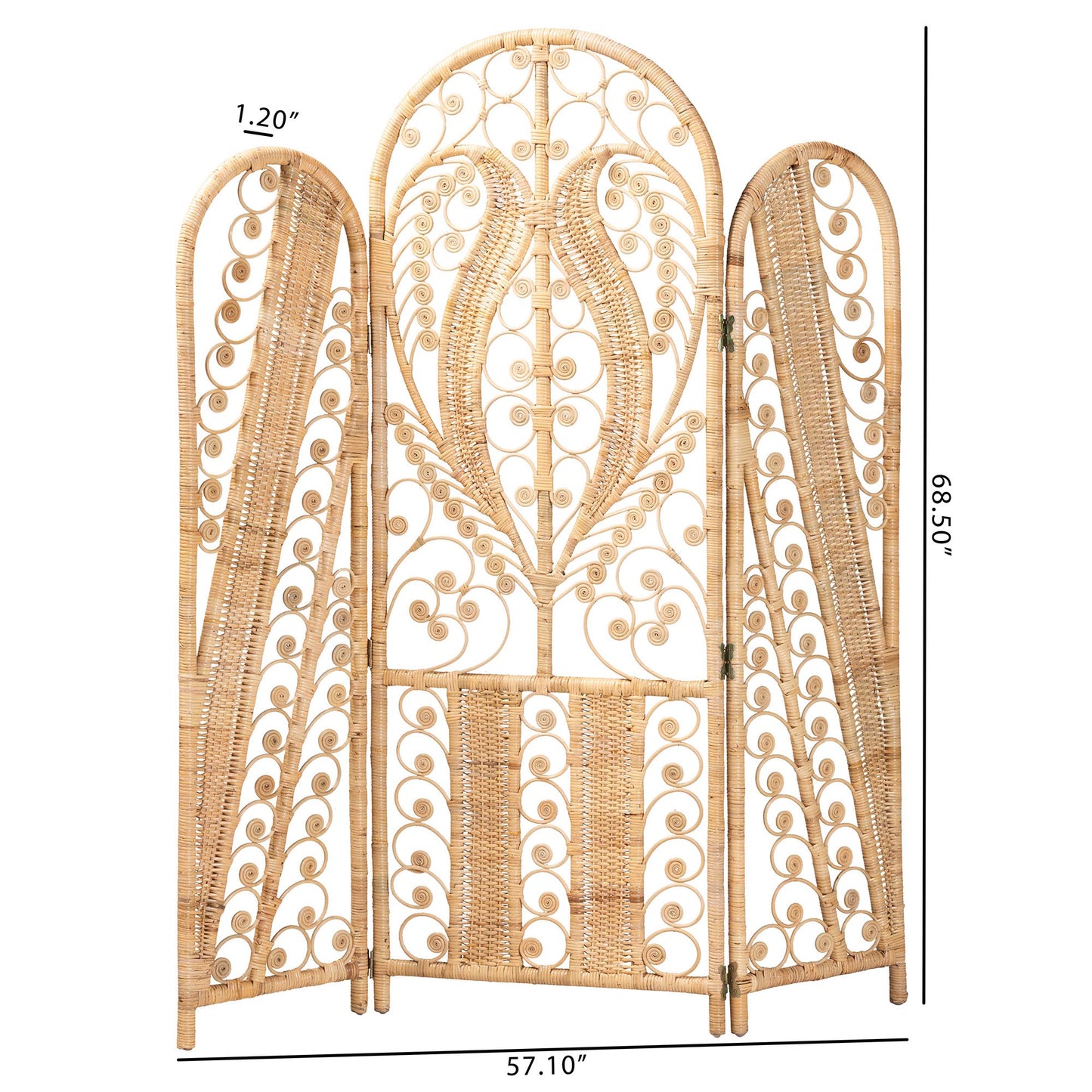 Baxton Studio bali & pari Nadra Modern Bohemian Natural Brown Rattan Room Divider | Room Dividers | Modishstore - 5