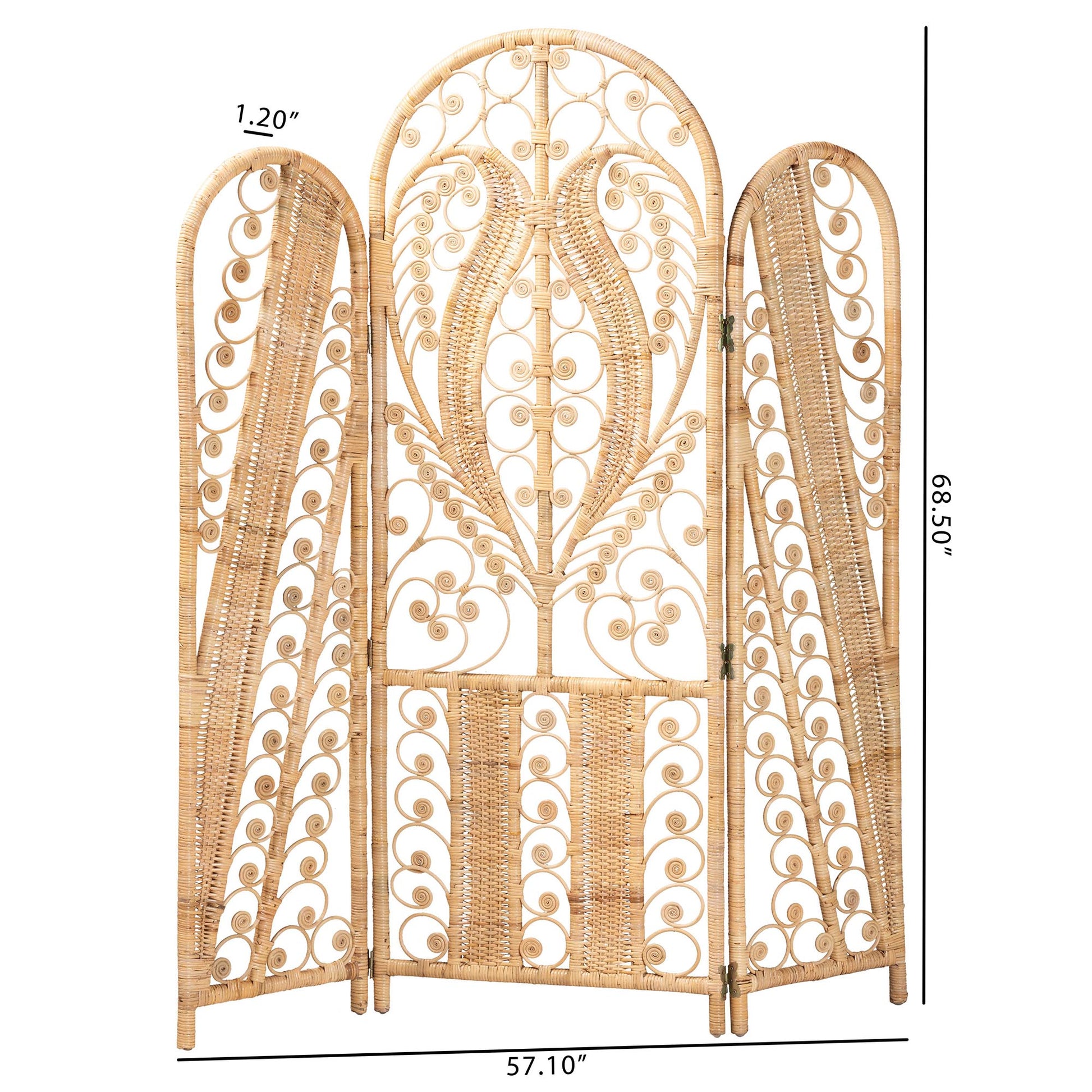 Baxton Studio bali & pari Nadra Modern Bohemian Natural Brown Rattan Room Divider | Room Dividers | Modishstore - 5