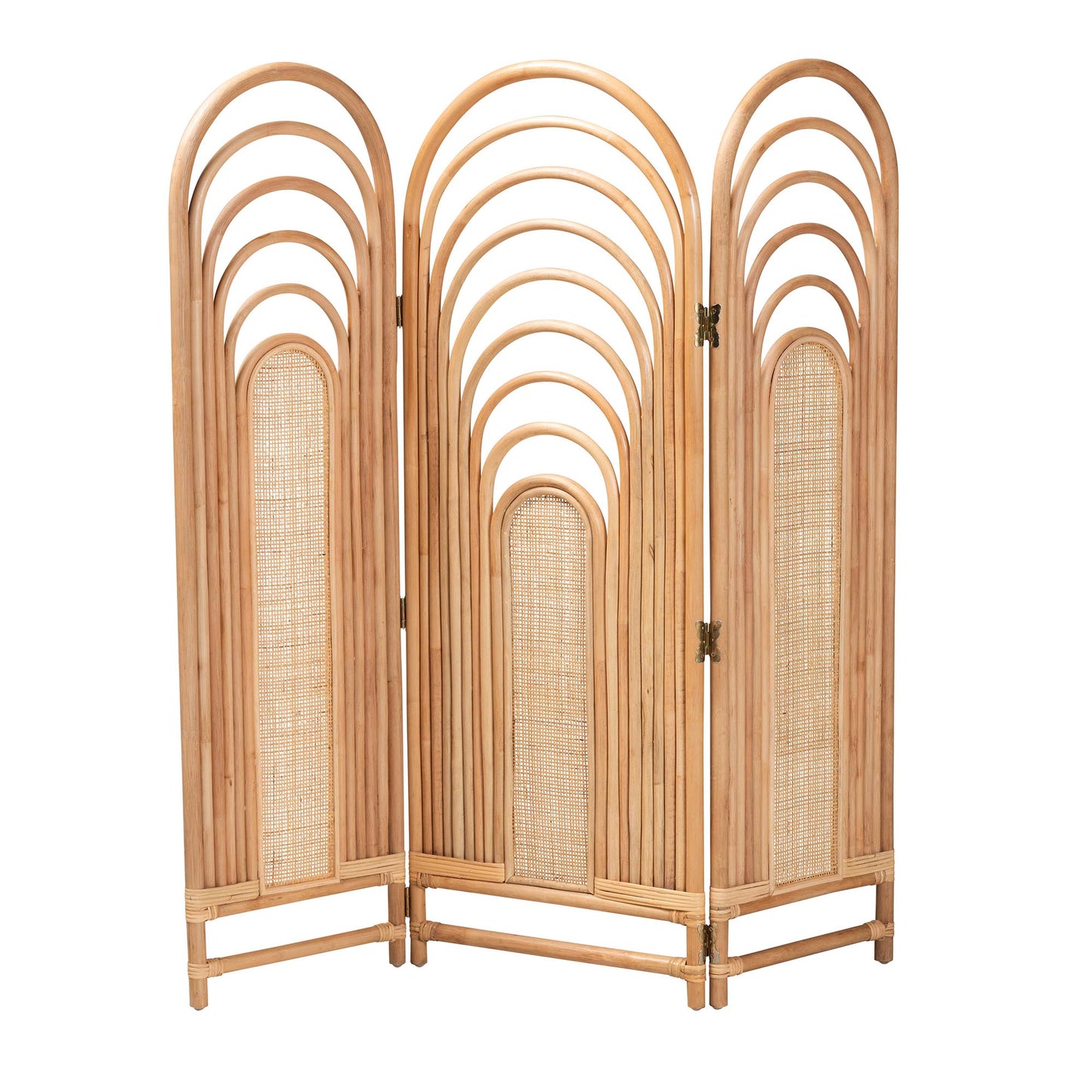 Baxton Studio bali & pari Golda Modern Bohemian Natural Brown Rattan Room Divider | Room Dividers | Modishstore - 2