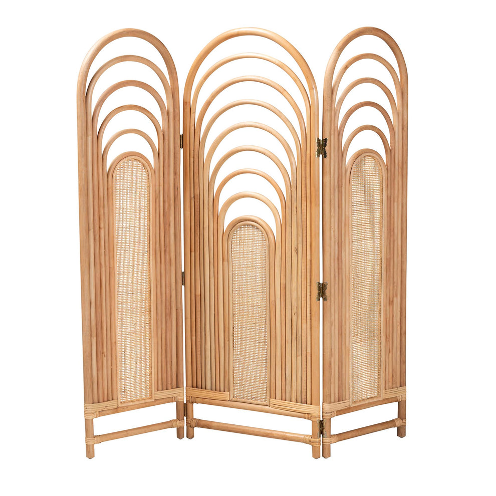 Baxton Studio bali & pari Golda Modern Bohemian Natural Brown Rattan Room Divider | Room Dividers | Modishstore - 2