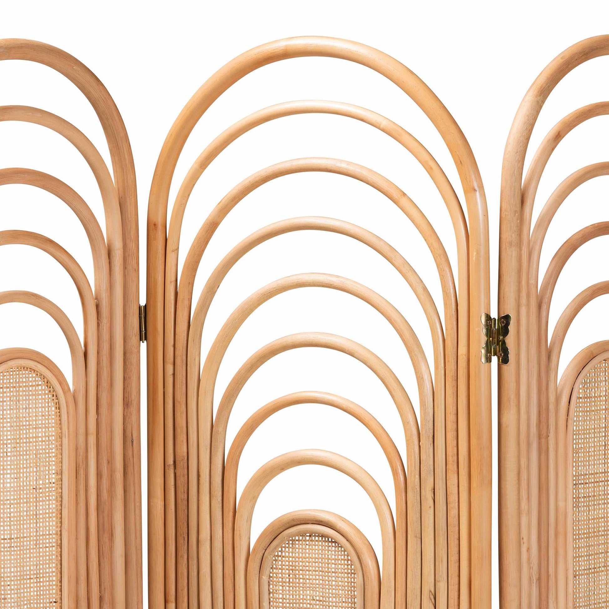 Baxton Studio bali & pari Golda Modern Bohemian Natural Brown Rattan Room Divider | Room Dividers | Modishstore - 3