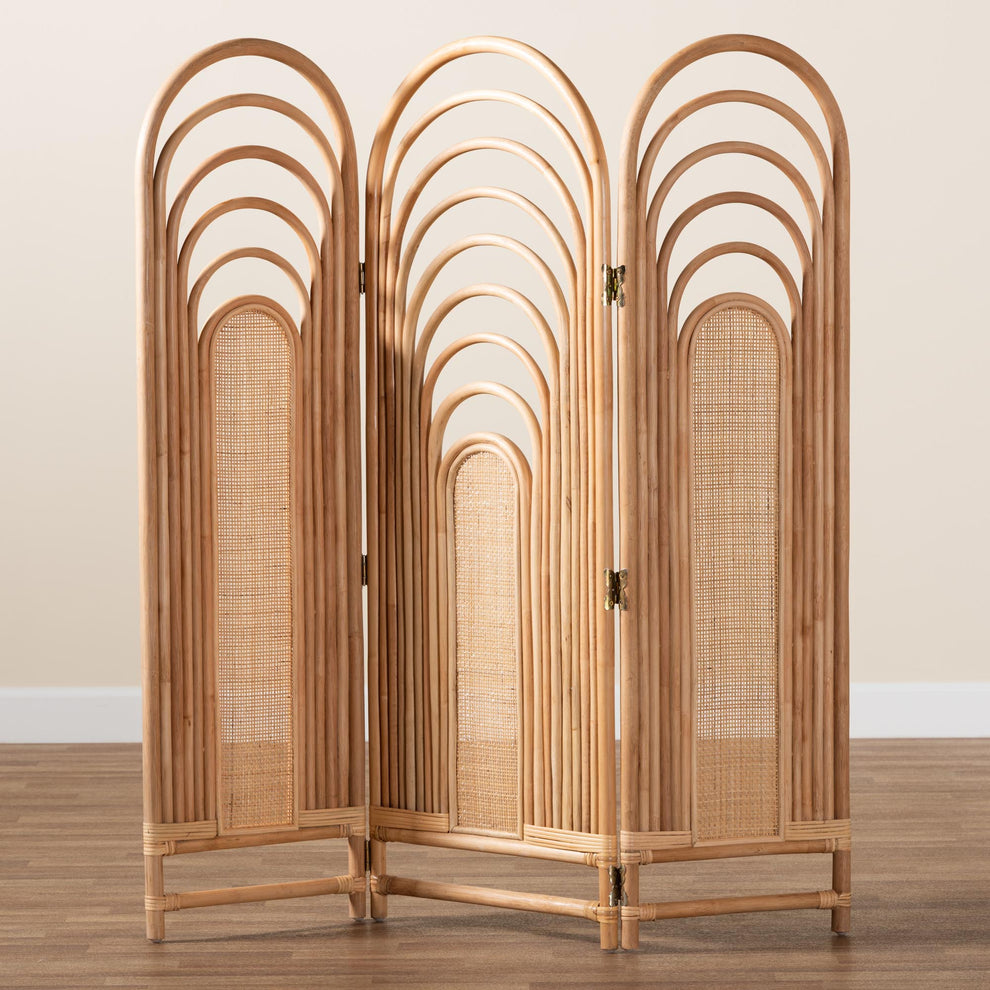 Baxton Studio bali & pari Golda Modern Bohemian Natural Brown Rattan Room Divider | Room Dividers | Modishstore - 4