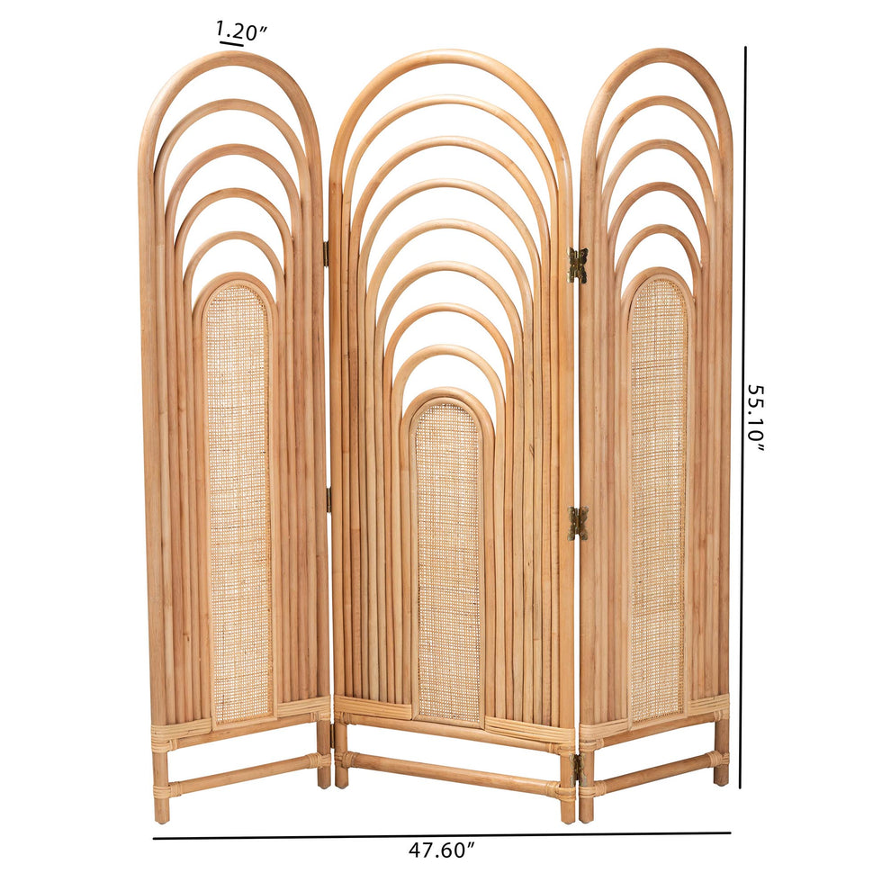 Baxton Studio bali & pari Golda Modern Bohemian Natural Brown Rattan Room Divider | Room Dividers | Modishstore - 5