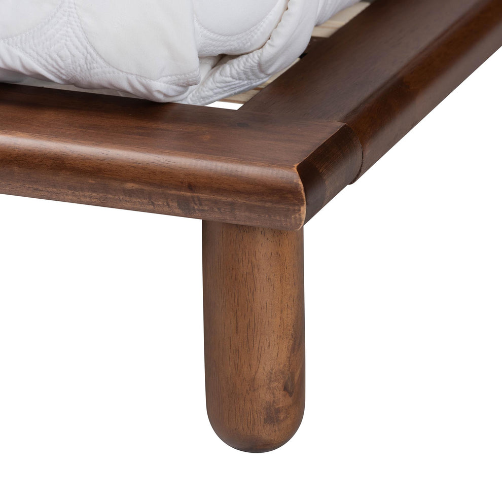 Baxton Studio Alivia Mid-Century Modern Walnut Brown Finished Wood Queen Size Bed Frame | Beds | Modishstore - 5