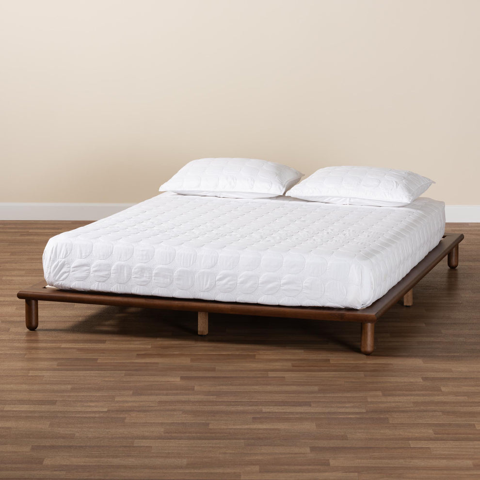 Baxton Studio Alivia Mid-Century Modern Walnut Brown Finished Wood Queen Size Bed Frame | Beds | Modishstore - 7