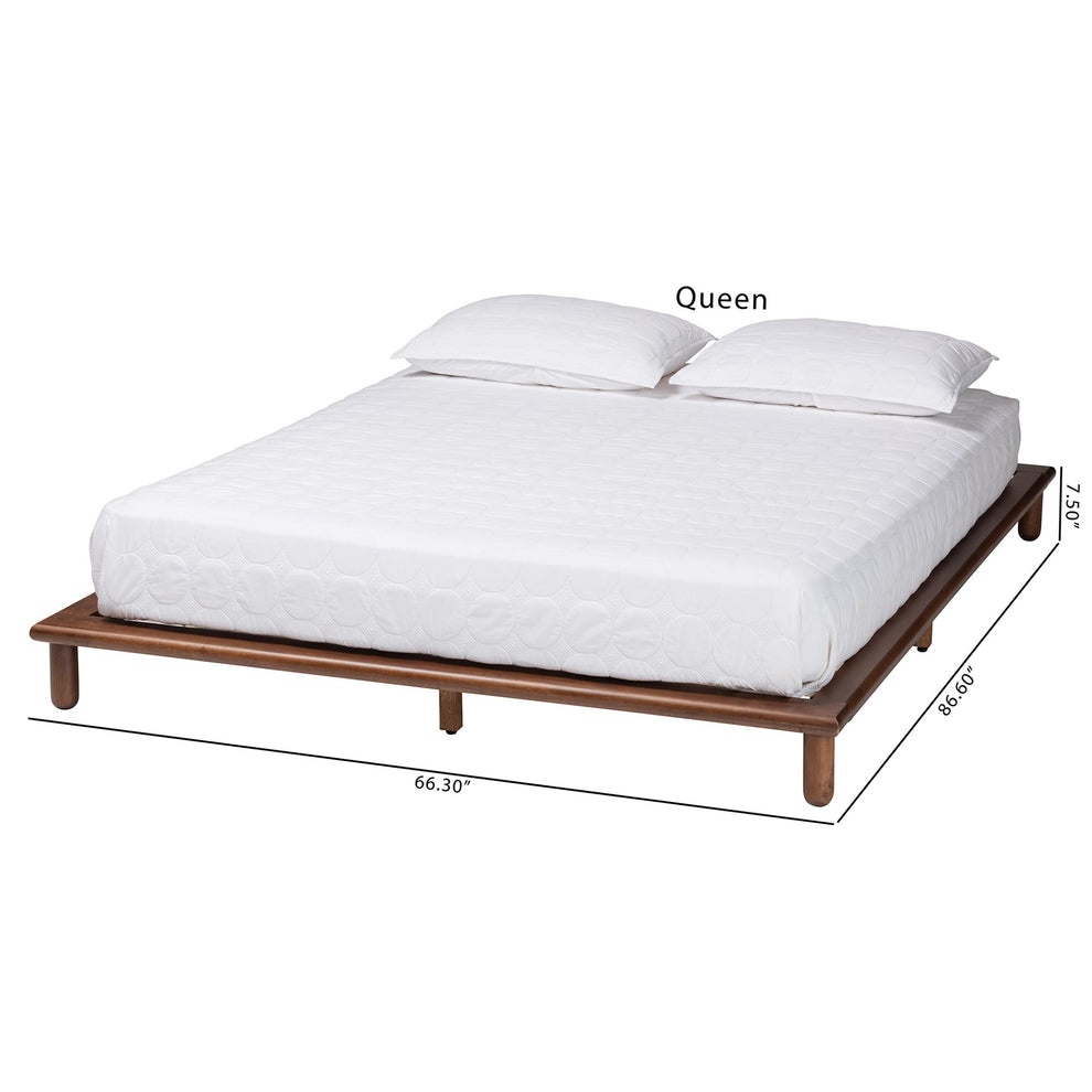 Baxton Studio Alivia Mid-Century Modern Walnut Brown Finished Wood Queen Size Bed Frame | Beds | Modishstore - 9
