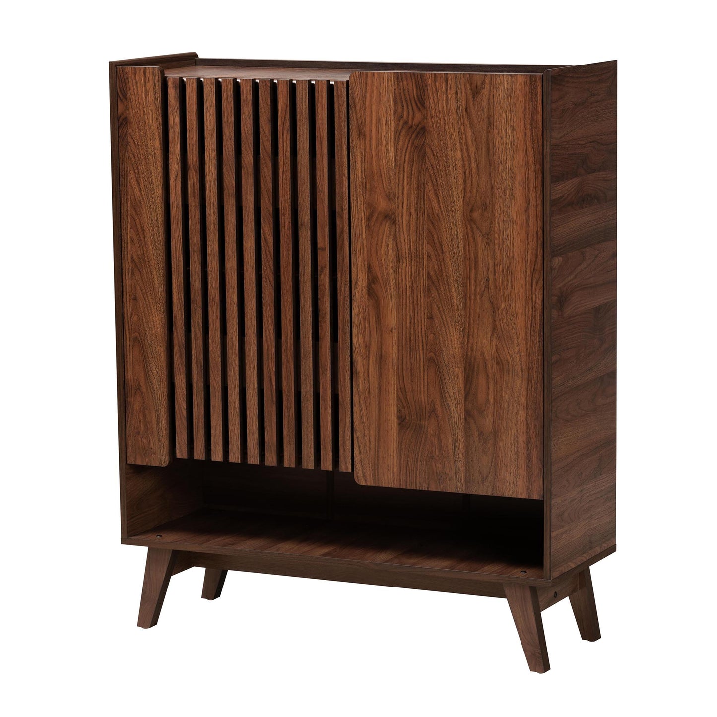 Baxton Studio Paricia Mid-Century Modern Walnut Brown Finished Wood Shoe Cabinet | Cabinets | Modishstore - 2
