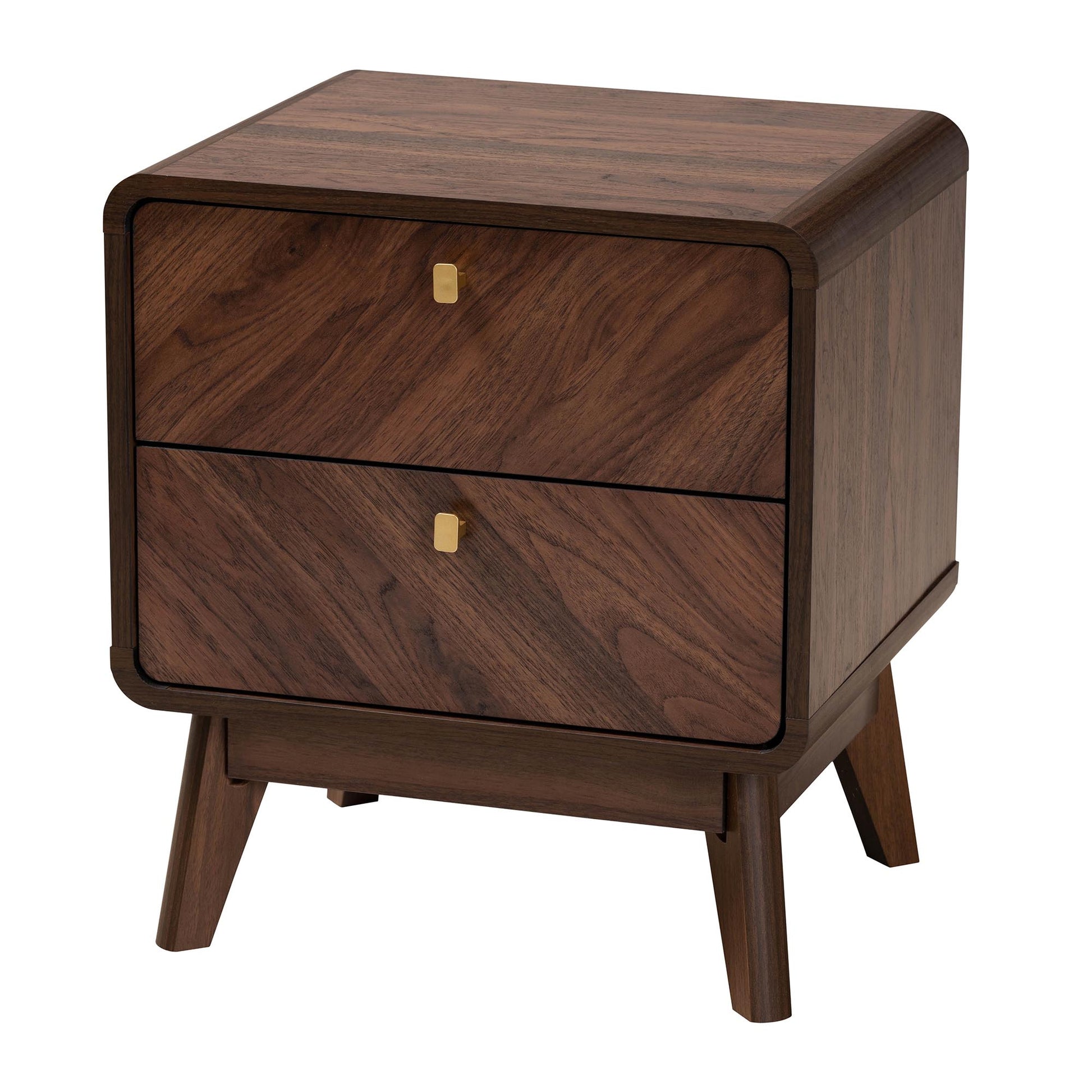 Baxton Studio Markell Mid-Century Transitional Walnut Brown Finished Wood 2-Drawer Nightstand | Nightstands | Modishstore - 2