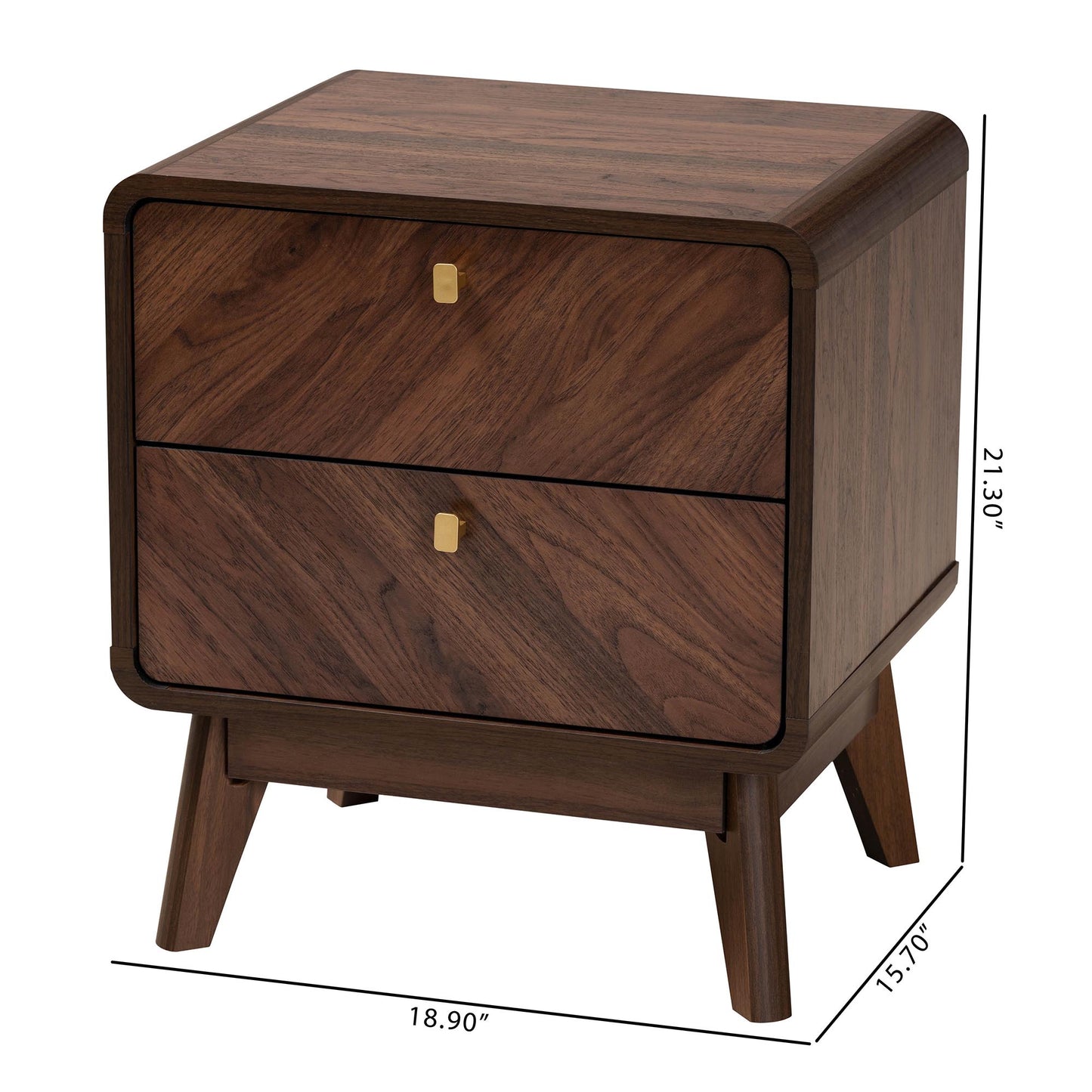 Baxton Studio Markell Mid-Century Transitional Walnut Brown Finished Wood 2-Drawer Nightstand | Nightstands | Modishstore - 10