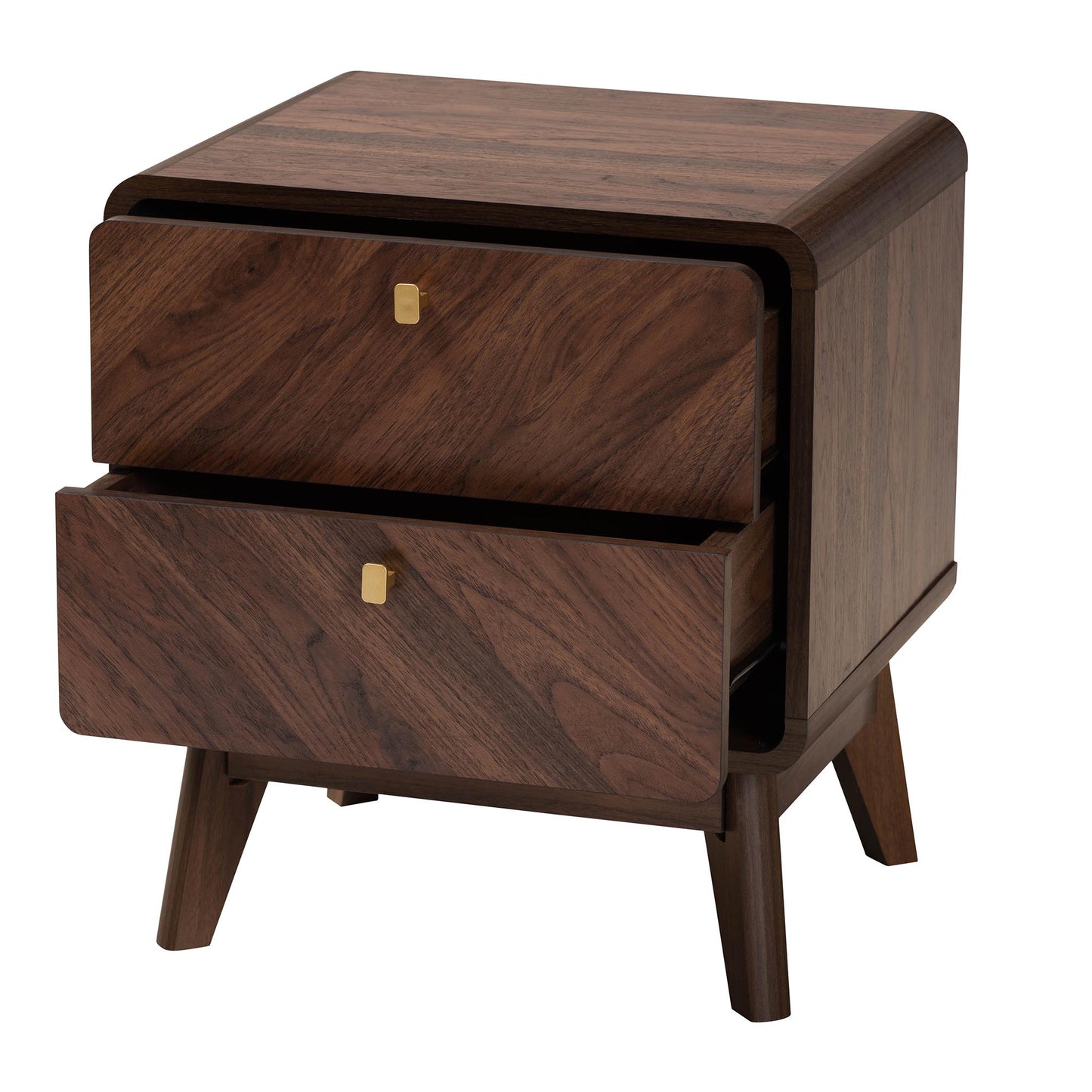 Baxton Studio Markell Mid-Century Transitional Walnut Brown Finished Wood 2-Drawer Nightstand | Nightstands | Modishstore - 3