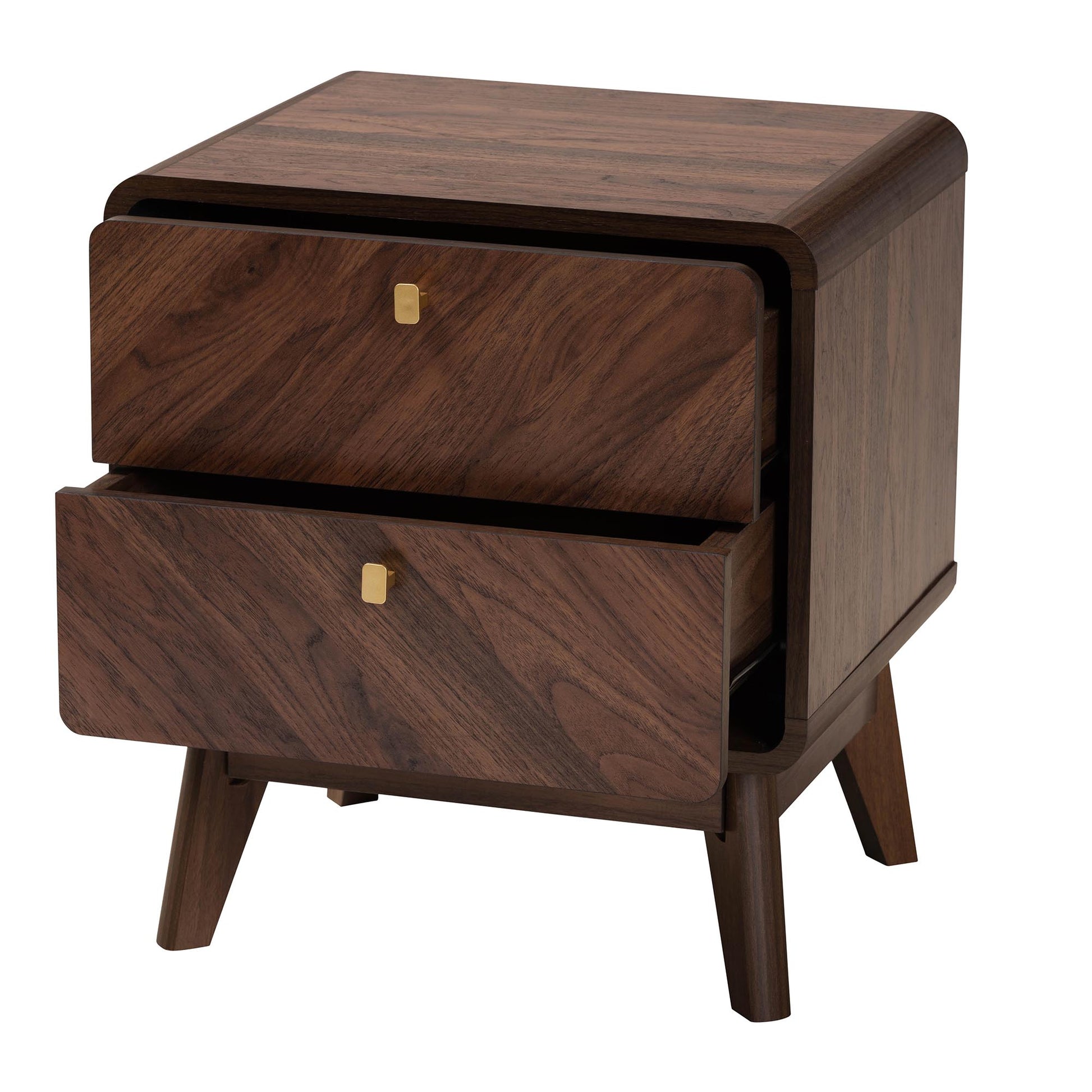 Baxton Studio Markell Mid-Century Transitional Walnut Brown Finished Wood 2-Drawer Nightstand | Nightstands | Modishstore - 3