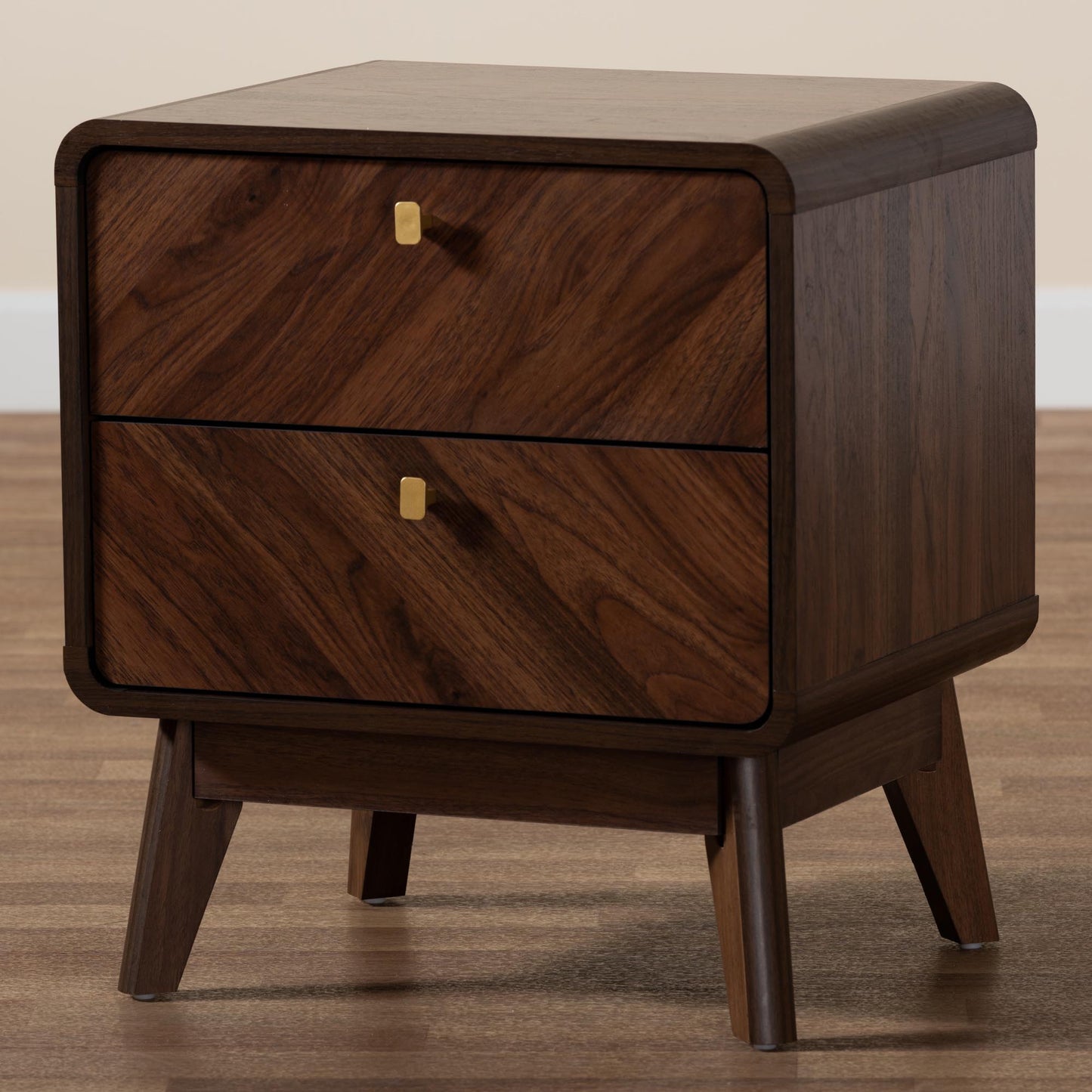 Baxton Studio Markell Mid-Century Transitional Walnut Brown Finished Wood 2-Drawer Nightstand | Nightstands | Modishstore - 9