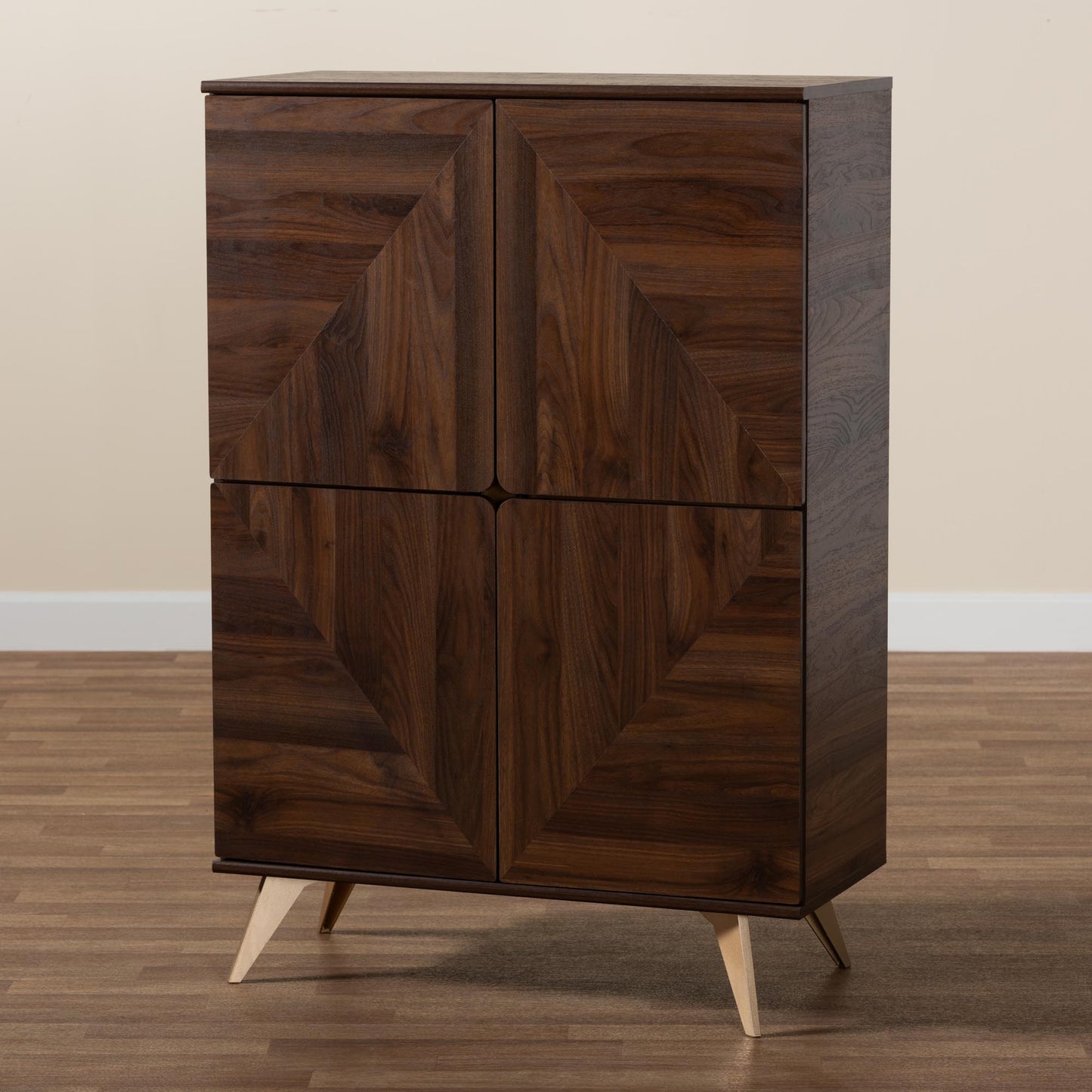 Baxton Studio Graceland Mid-Century Modern Transitional Walnut Brown Finished Wood Shoe Cabinet | Cabinets | Modishstore - 10