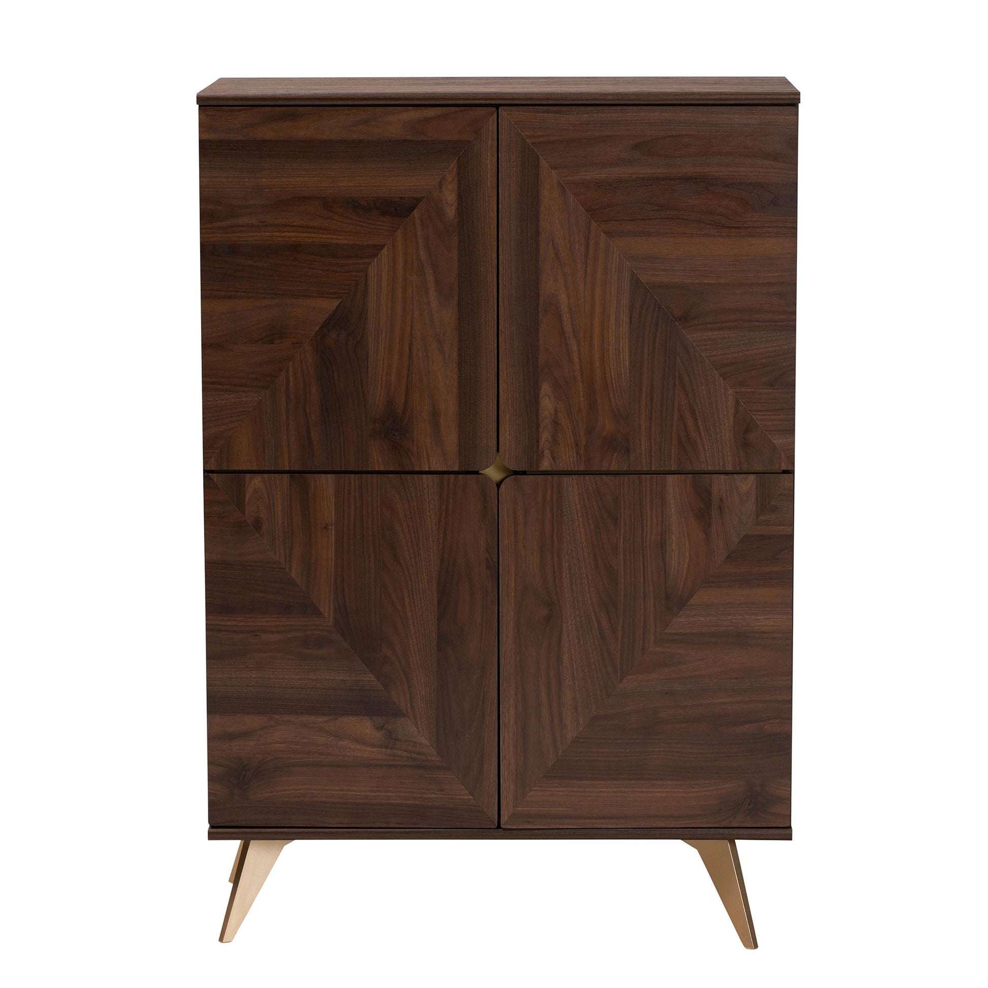Baxton Studio Graceland Mid-Century Modern Transitional Walnut Brown Finished Wood Shoe Cabinet | Cabinets | Modishstore - 4