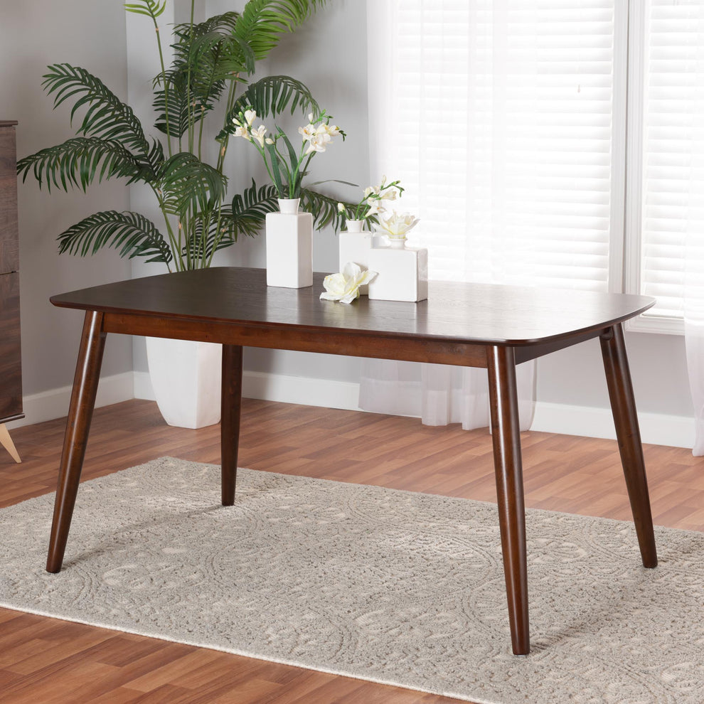 Baxton Studio Flora Mid-Century Modern Black Finished Wood Dining Table | Dining Tables | Modishstore - 19