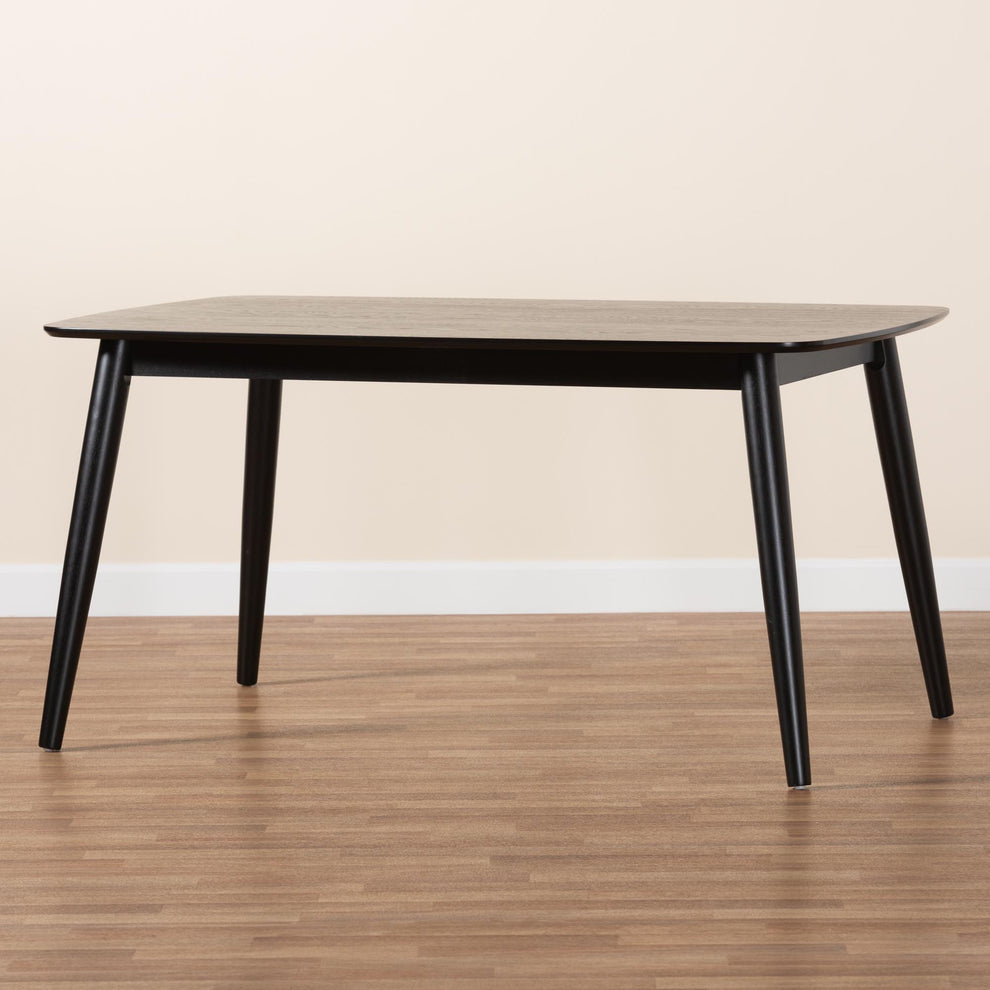 Baxton Studio Flora Mid-Century Modern Black Finished Wood Dining Table | Dining Tables | Modishstore - 9