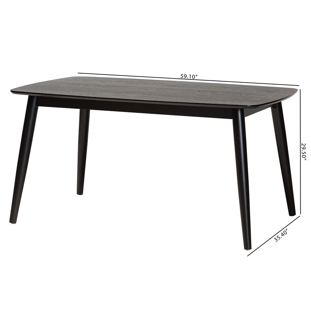 Baxton Studio Flora Mid-Century Modern Black Finished Wood Dining Table | Dining Tables | Modishstore - 8