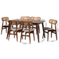 Baxton Studio Tarana Mid-Century Modern Grey Fabric and Walnut Brown Finished Wood 7-Piece Dining Set | Dining Sets | Modishstore - 3