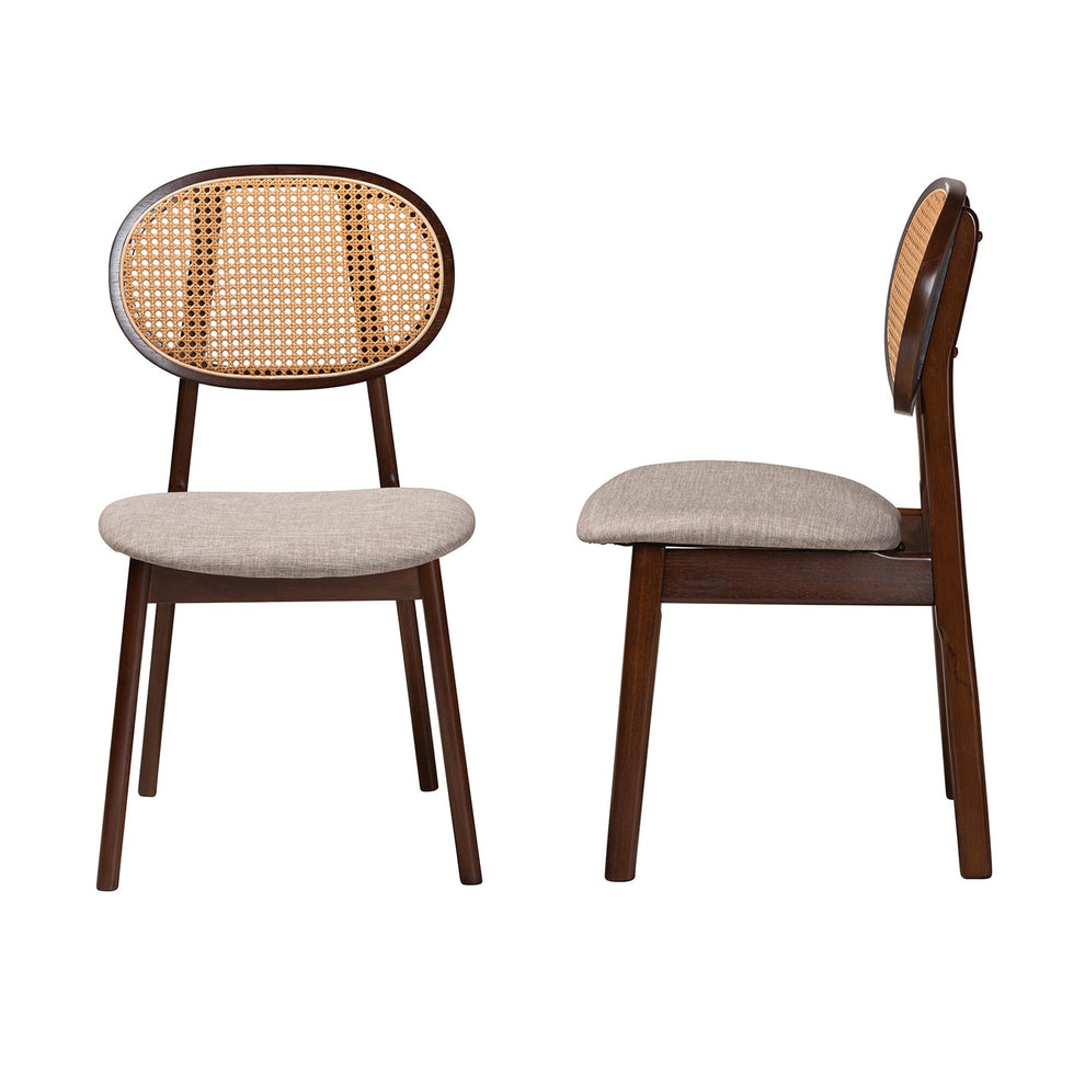 Baxton Studio Darrion Mid-Century Modern Grey Fabric and Walnut Brown Finished Wood 2-Piece Dining Chair Set | Dining Chairs | Modishstore - 4